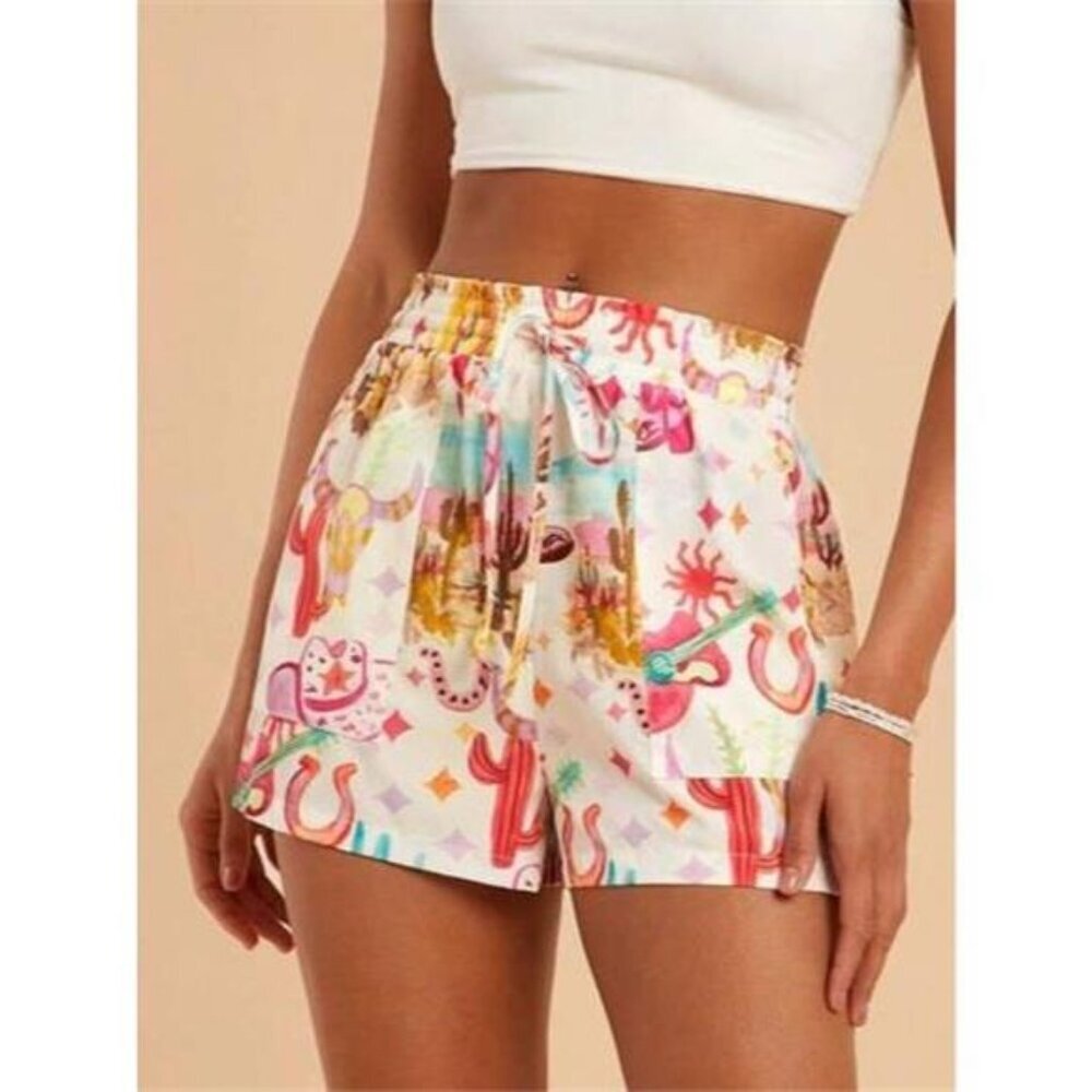 Drawstring Printed Shorts